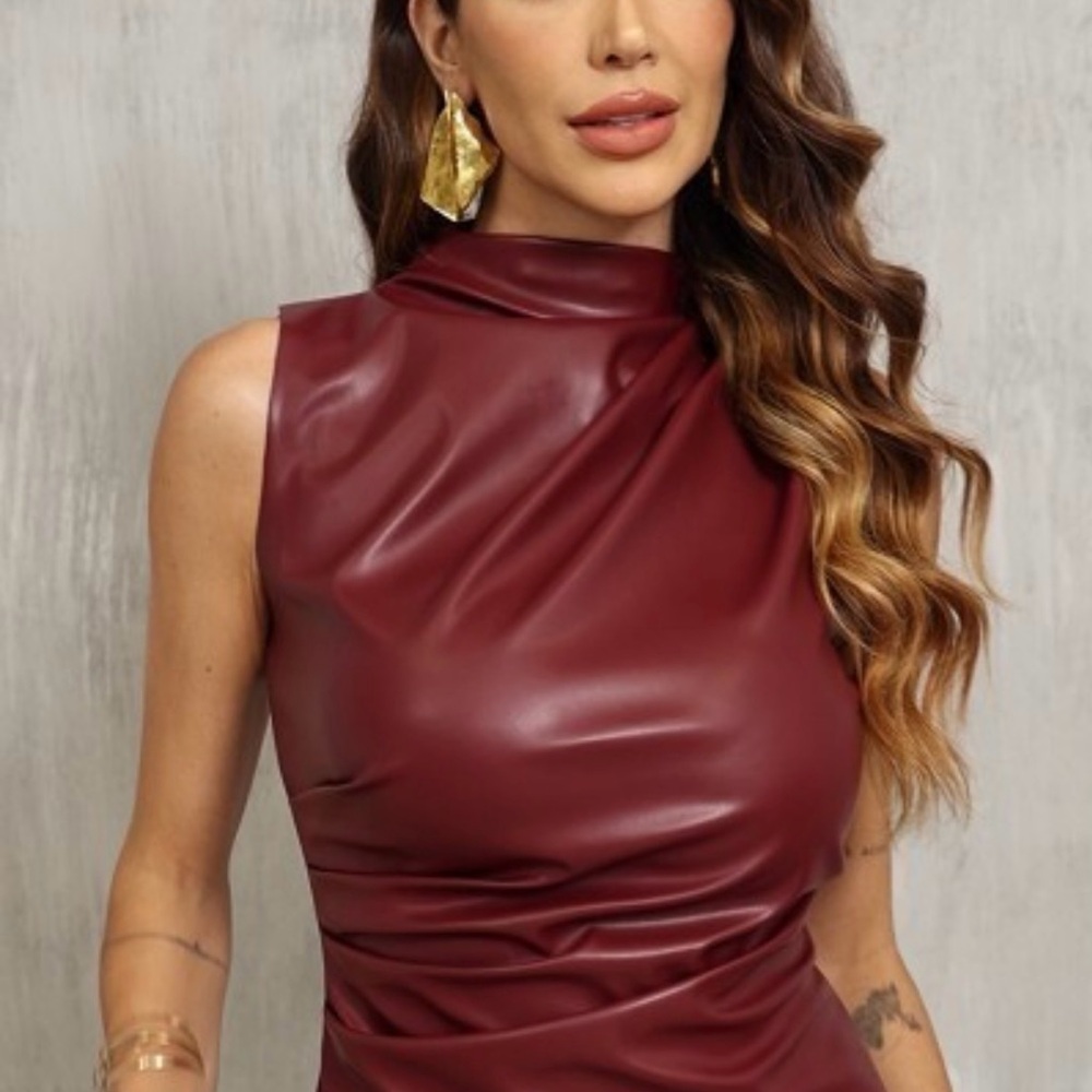 Red Asymmetrical Fitted Tank Top